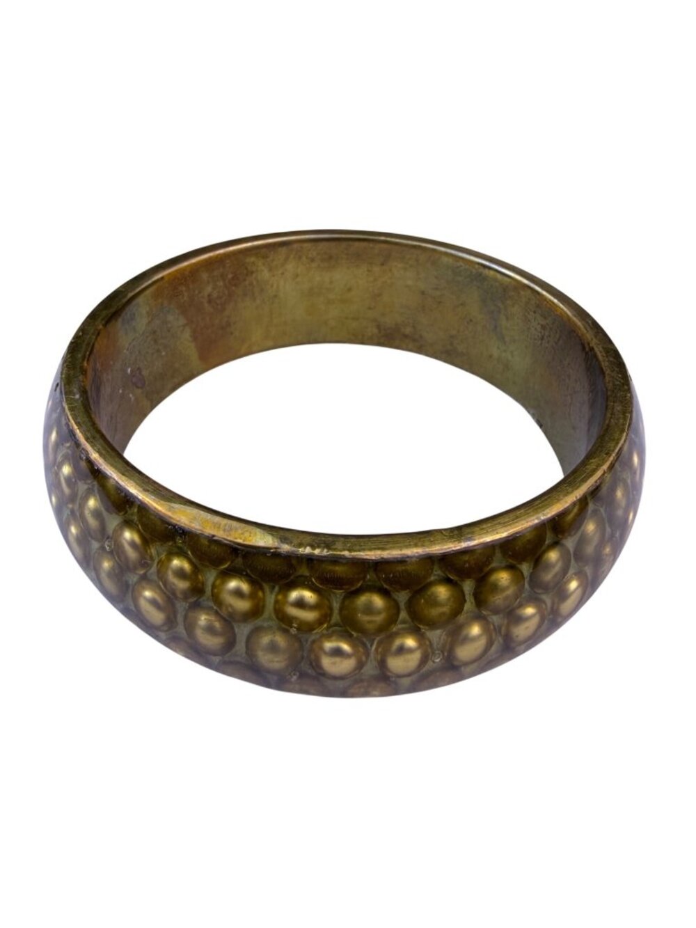 Brass Boho Vintage Womens Textured Bracelet Gold Tone Circular Design